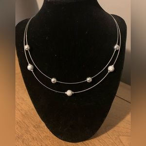 Placida Necklace and Earrings Set, NIB, Pierced, Silvertone